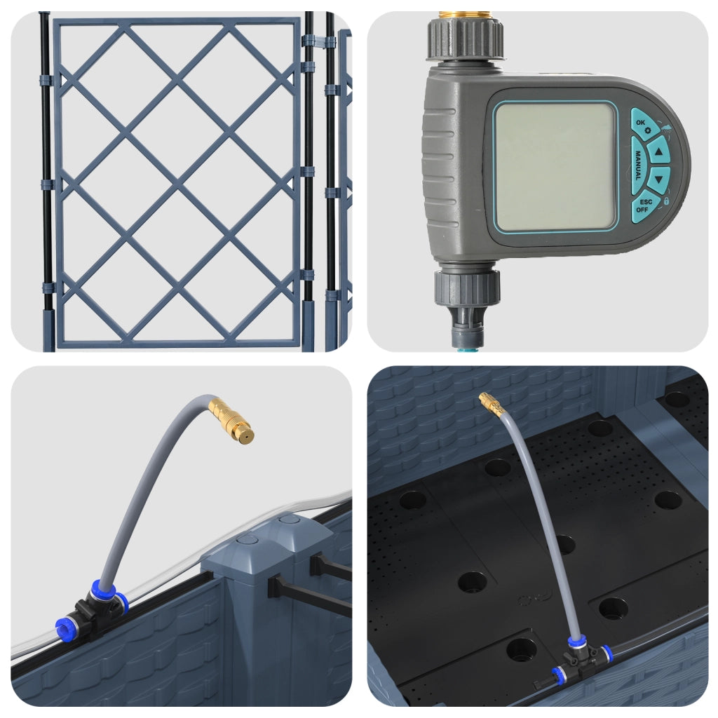 Vasi da Giardino con Sistema di Irrigazione 3 pcs Grigio
