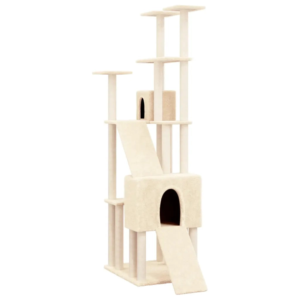 Albero per Gatti con Tiragraffi in Sisal Crema 190 cm 171648