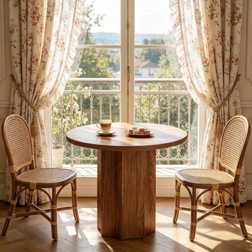 Tavolo da pranzo rotondo per 2-4 persone con base stabile, per cucina e soggiorno, in MDF marrone, 80 × 80 × 75 cm