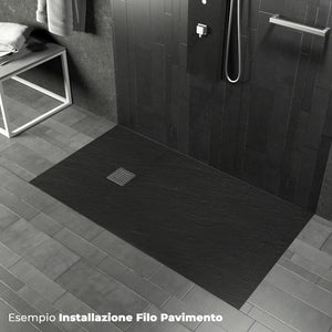 Piatto Doccia in Pietra 100x120 cm Pedrinelli Ardesia Stone Side Antracite