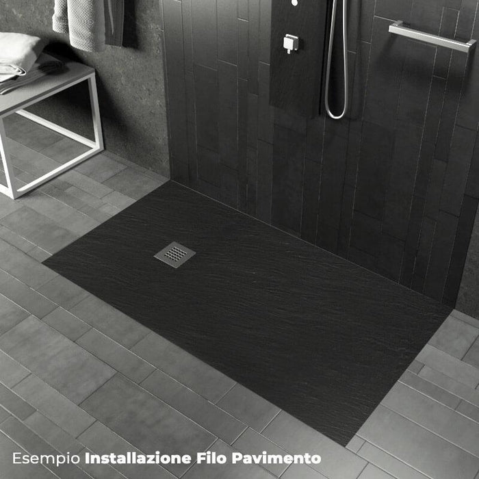 Piatto Doccia in Pietra 100x120 cm Pedrinelli Ardesia Stone Side Antracite