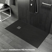 Piatto Doccia in Pietra 100x90 cm Pedrinelli Ardesia Stone Side Antracite