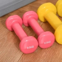 Set Manubri Pesi per Braccia con Valigetta, 6 Manubri da 0.5kg 1kg 1.5kg Acciaio e Rivestimento PU, Rosso Giallo e Verde