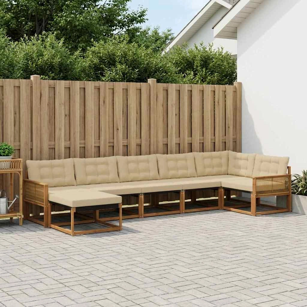 Set di divani da esterno 7 pz Naturale e Beige 3381573