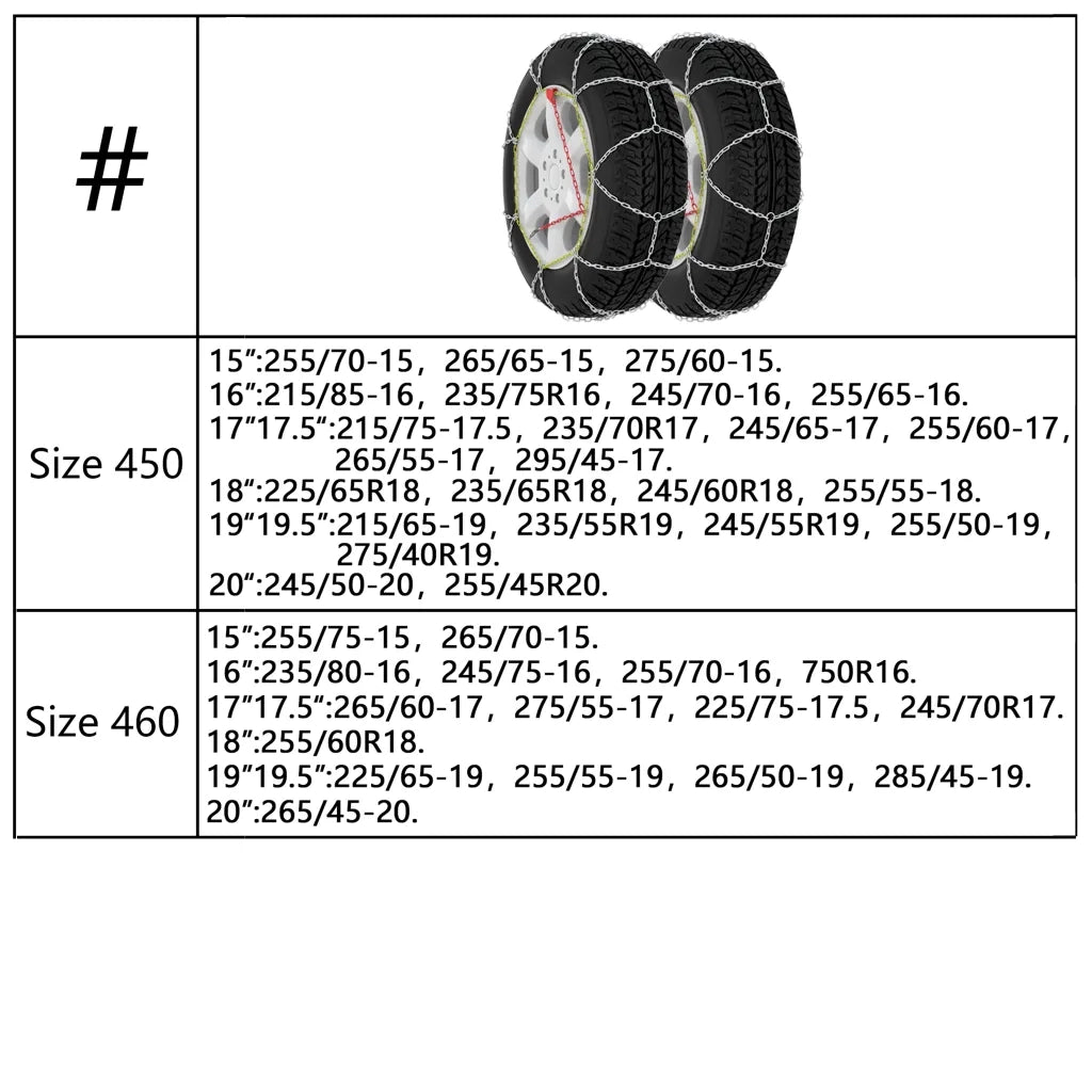 Catene da Neve per Pneumatici 2 pz 16 mm SUV 4x4 Misura 400 210608