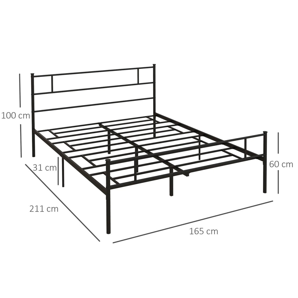 Struttura Letto Matrimoniale 160x200 cm in Acciaio con Doghe Integrate Nero