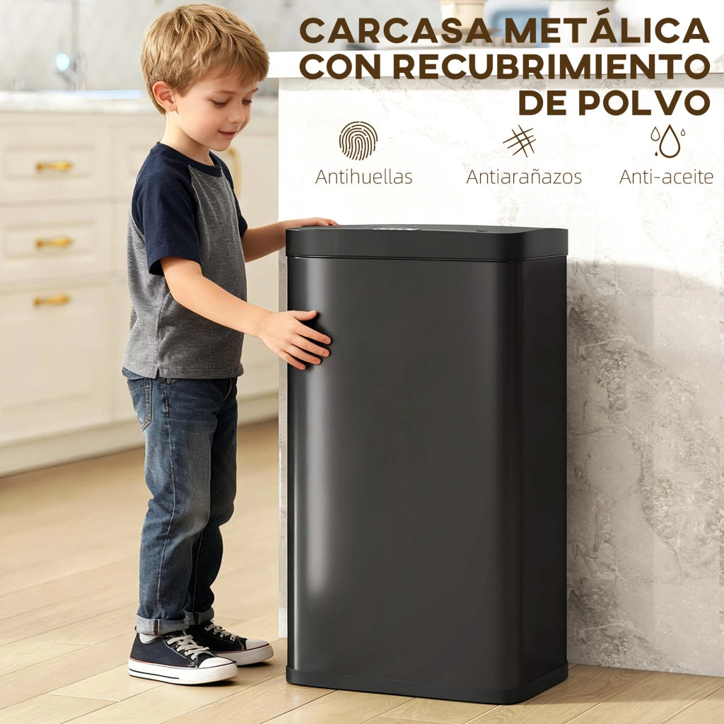 Cestino Rifiuti Cucina Automatico 45L con Sensore Infrarosso ¨C zephmum ¨C Chiusura Morbida Antimpronte Nero