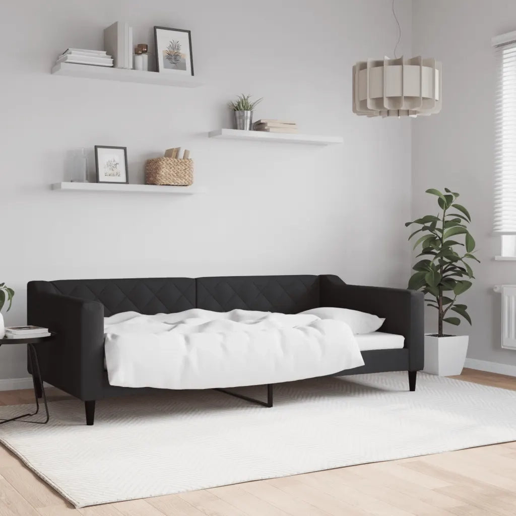 Letto singolo | Letto per adulti | Letto da Giorno Nero 90x190 cm in Tessuto
