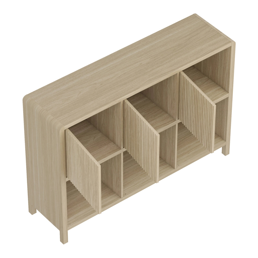 Credenza Bassa Lukkodso con 3 Ante e Scomparti Aperti 77x110x30 cm Effetto Rovere [en.casa]