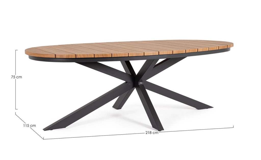 Tavolo da Esterno 218x115x75h cm in Alluminio Zelmar Naturale e Antracite