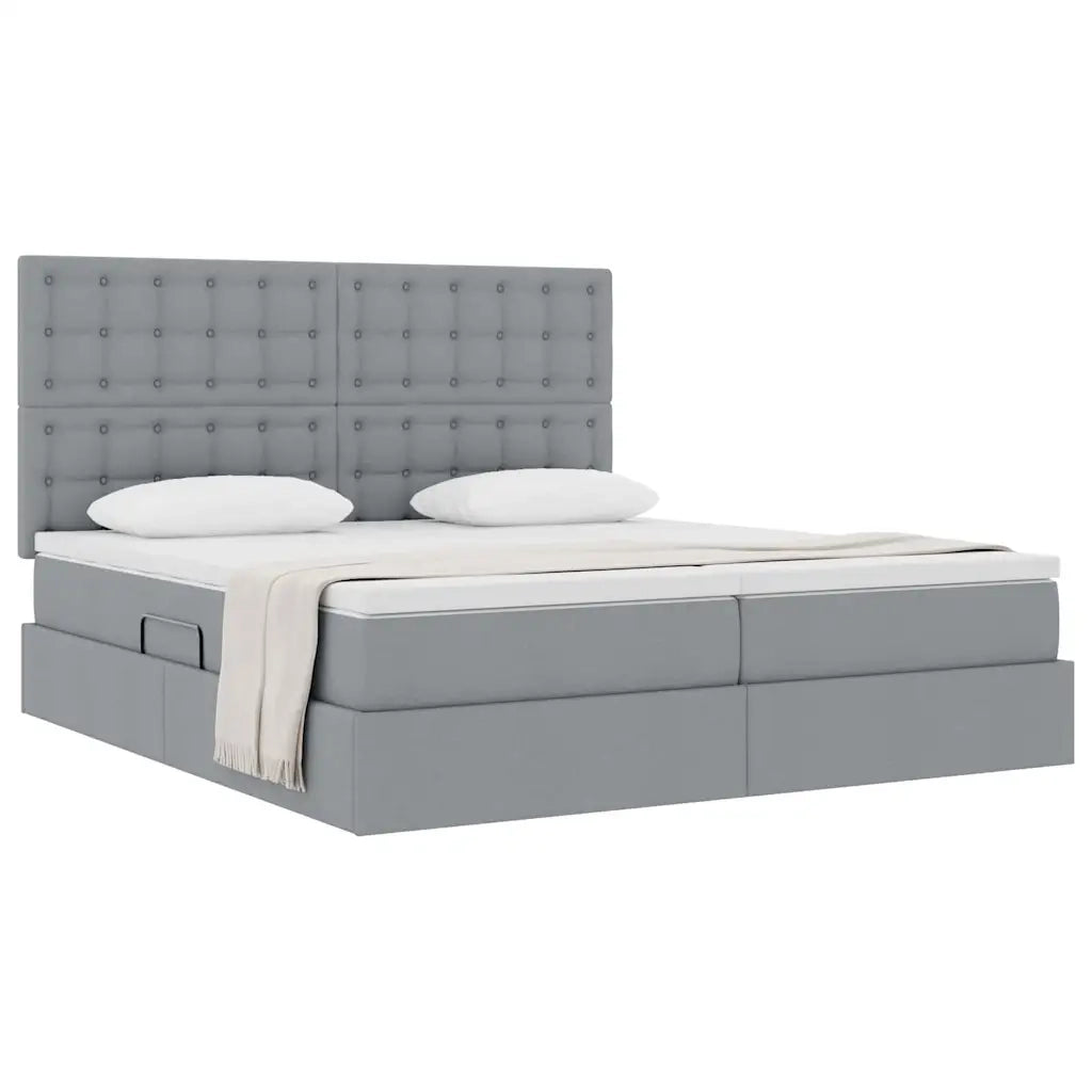 Letto con Contenitore Grigio Chiaro 200 x 200 cm Tessuto