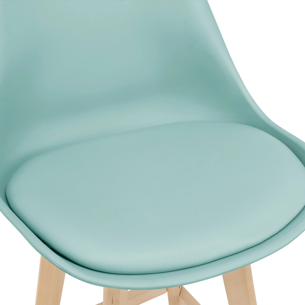 Set Lublin di 6 Sgabelli da Bar con Seduta Imbottita e Gambe in Faggio - Verde Menta [en.casa]
