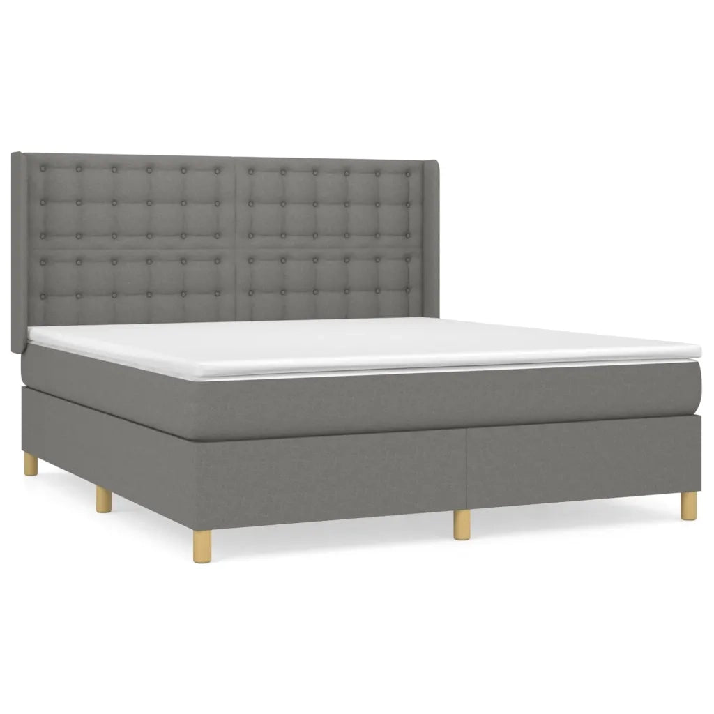 Giroletto a Molle con Materasso Grigio Scuro 160x200 cm Tessuto 3132322
