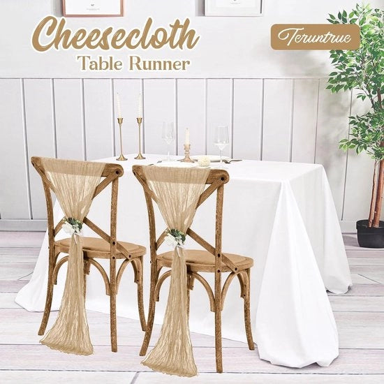 Set di tovaglioli di stoffa per tavola beige 35 x 70 cm - Pacchetto da 10 - Tovagliolo di stoffa lungo boho - Tovagliolo di stoffa per tavola a rete per decorazione di compleanno - Decorazione di festa per matrimonio
