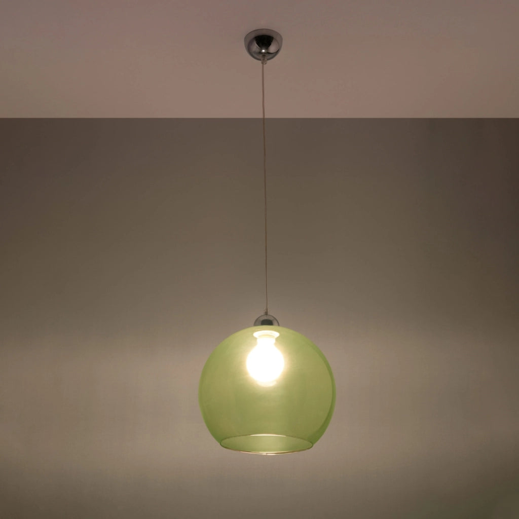 Lampada a sospensione Rotund verde vetro cromata E27