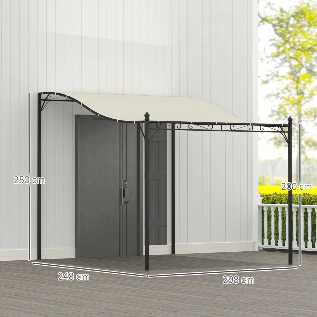 Pergola da parete 3x2,5 m ¨C zephmum ¨C crema, metallo, 300x250x250