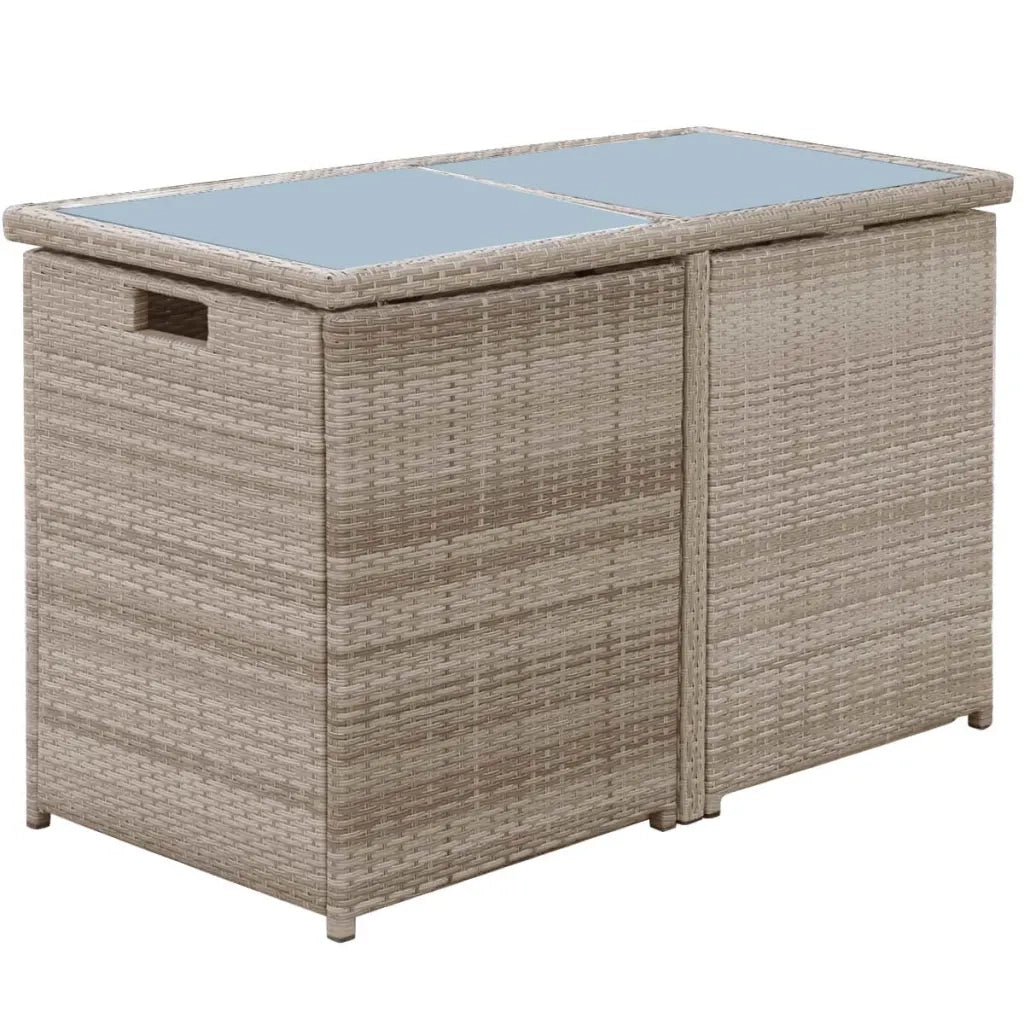 Set da Bistrot 3 pz con Cuscini in Polyrattan Beige 42541