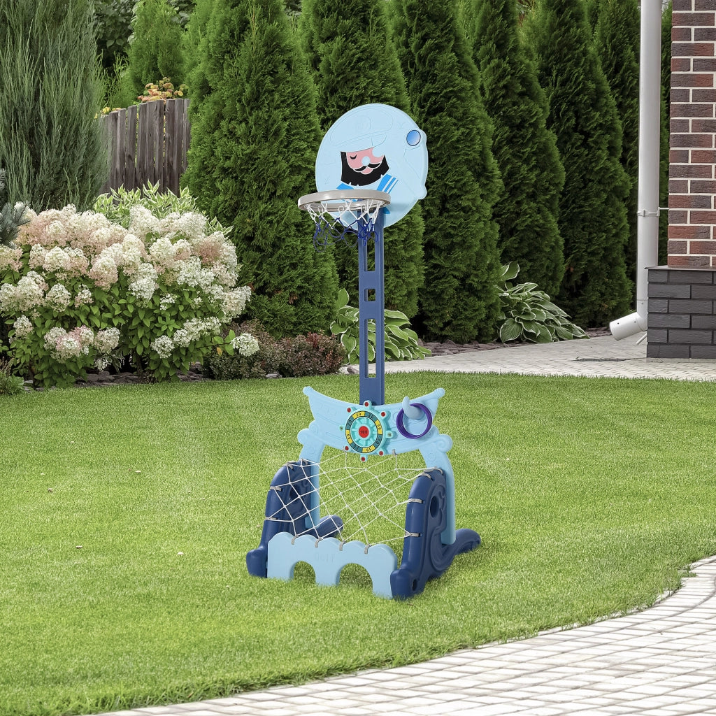 Centro Attivita' Multisportivo per Bambini con Supporto Regolabile ¨C zephmum ¨C 58x56x154 cm Blu