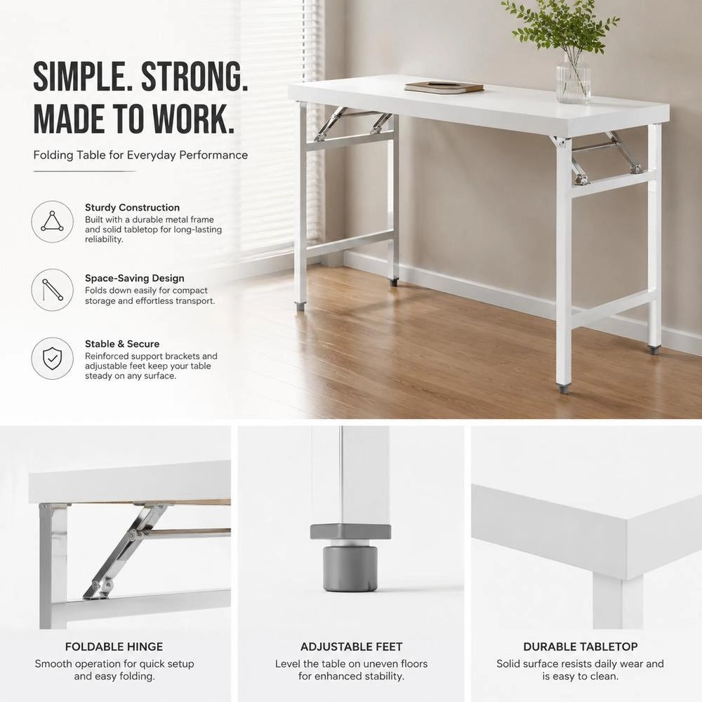 Foldable Kitchen Work Table 120x60x80 Cm Stainless Steel
