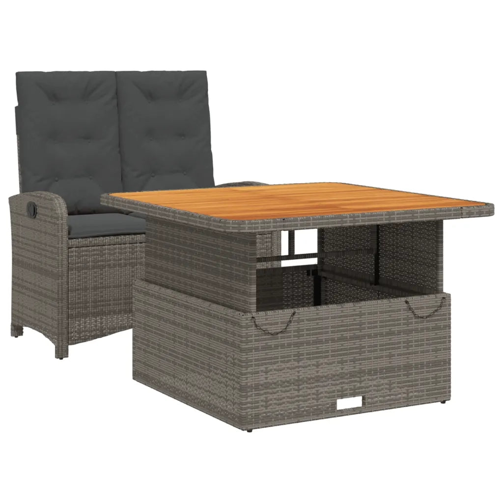 Set da Pranzo da Giardino 2 pz con Cuscini in Polyrattan Grigio 3277343