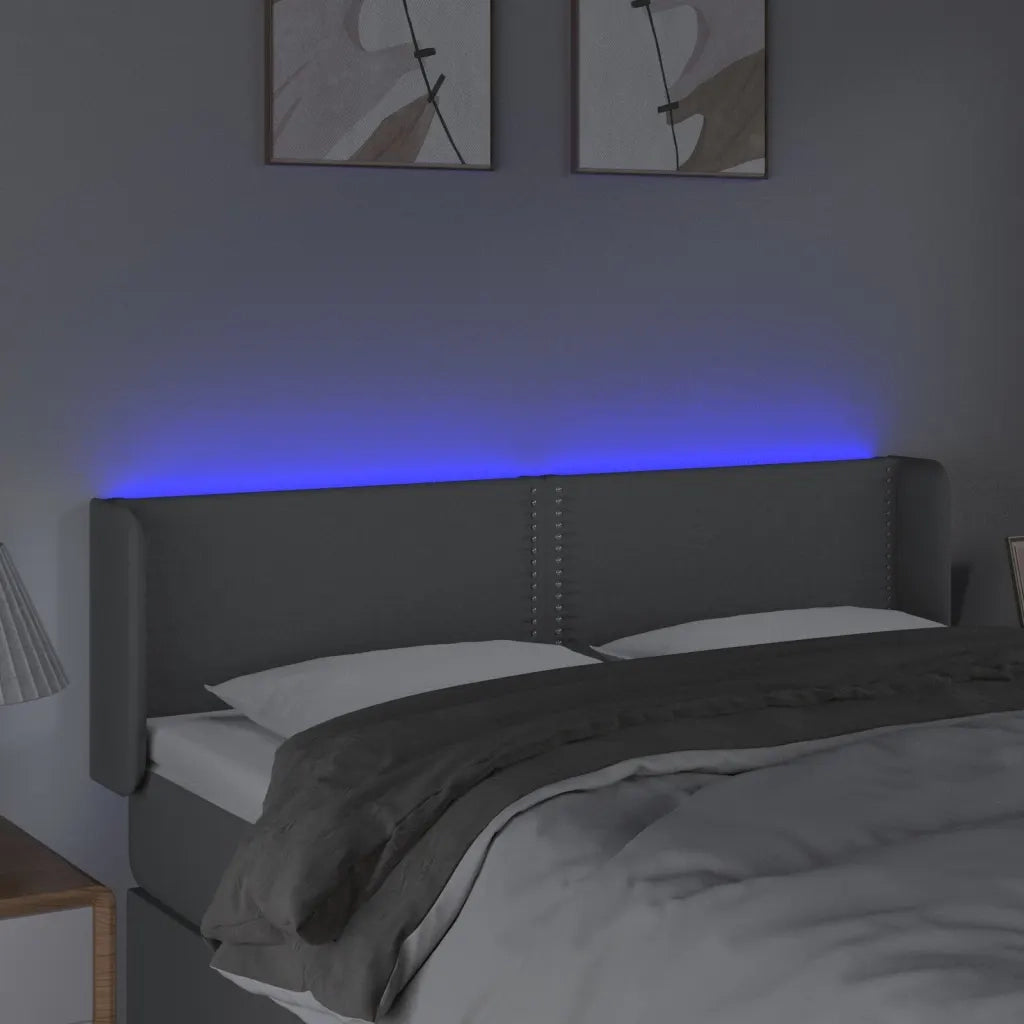 Testiera Grigio Chiaro a LED 147x16x78/88 cm in Tessuto 3123094