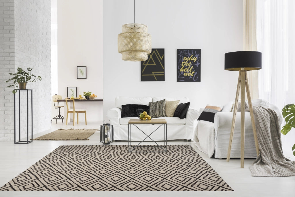 Tappeto vinilico di alta qualità sabbia-nero design 60x90