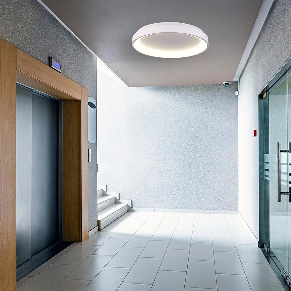 Trade Shop - Plafoniera Moderna Tonda Led Cct 60 W 3000k 4000k Soffitto Lampada Parete 80 Cm - Bianco