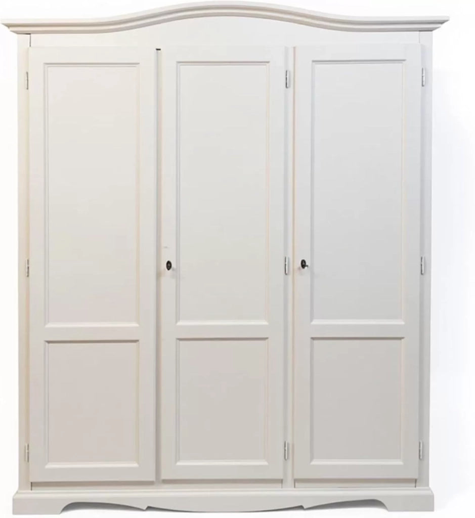 Armadio 3 ante in legno bianco shabby gendarme 158x56x197h (1313) - Mobili 2G