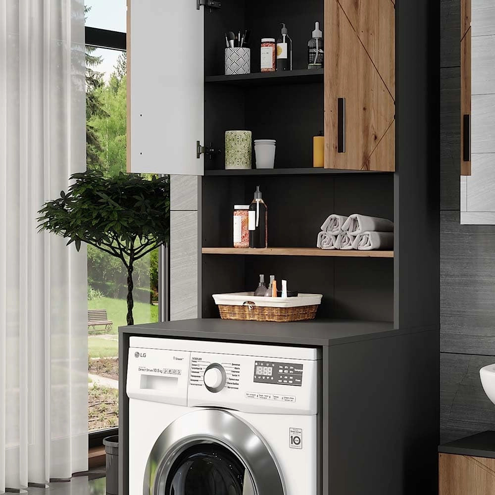 Struttura per mobile lavatrice Irma, Antracite/Artisan, 68 x 103.5 cm con 2 porte