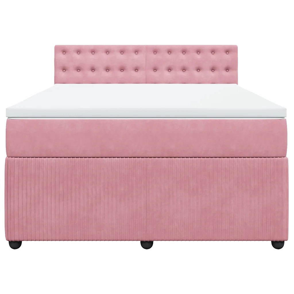 Giroletto a Molle con Materasso Rosa 140x190 cm in Velluto 3287751
