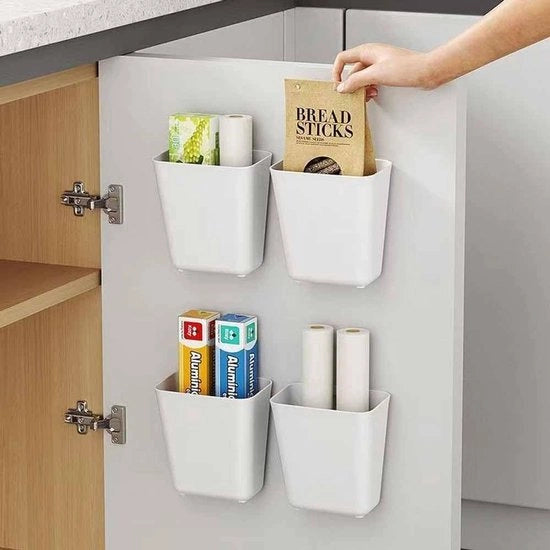 Cassetto di stoccaggio per ante di armadi cucina, cassetto di stoccaggio adesivo per parete, armadio/bagno/frigorifero, cassetto di stoccaggio per vari articoli, 4 pezzi