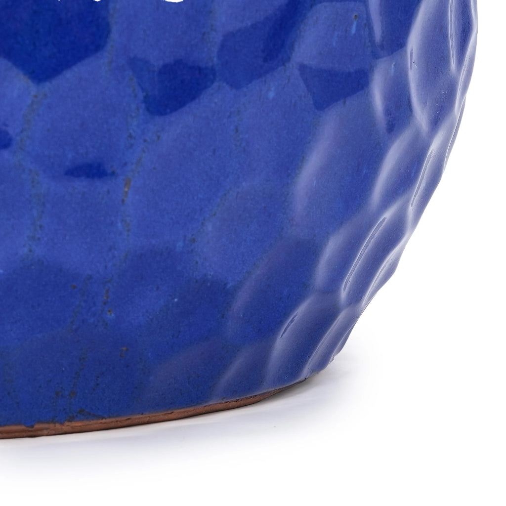 Fioriera a più livelli in ceramica rinforzata con texture a rilievo, drenaggio, blu antico 49 × 49 × 31.5 cm