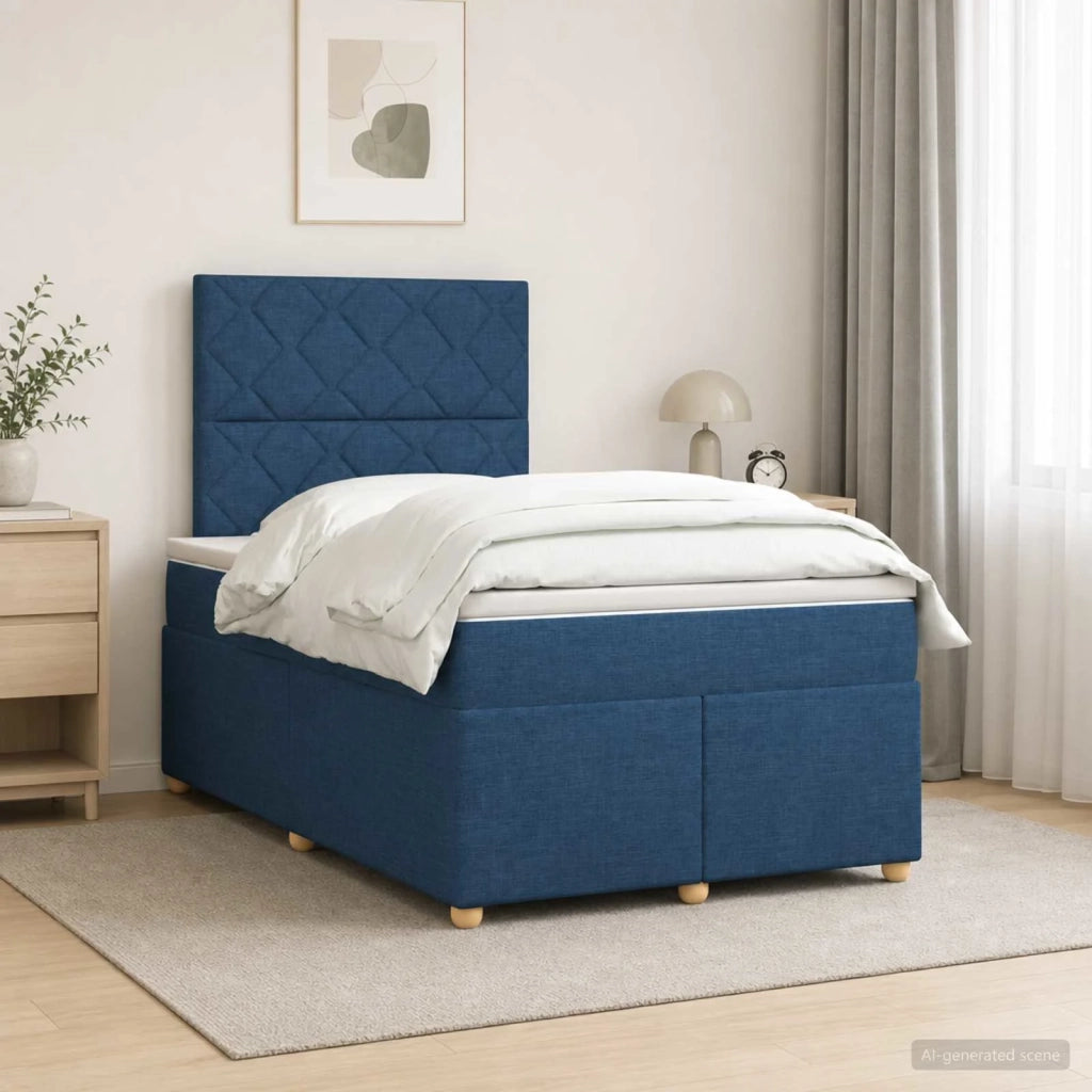 Letto box spring con materasso Blu 120 x 190 cm Tessuto 3455314