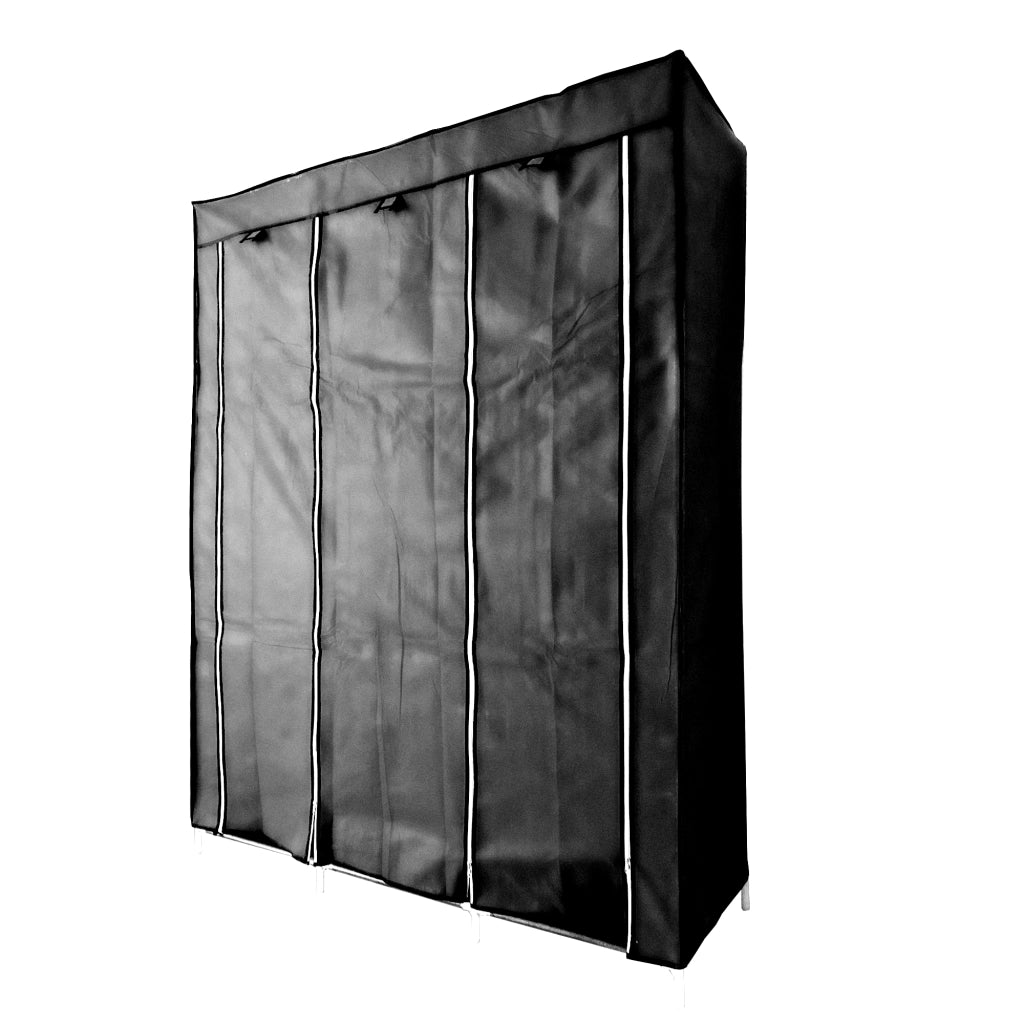 Armadio Spogliatoio In Tessuto Con Ante Con Cerniera Nyana Home Misure 170x130x45cm Colore Nero