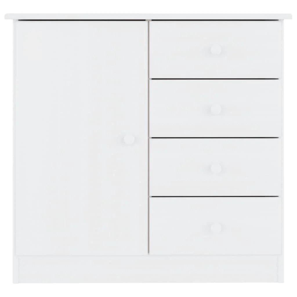 Buffet credenza cassettiera armadio mobile contenitore organizer per cucina soggiorno salotto 77 x 35 x 73 cm legno massello di pino bianco 02_0029681
