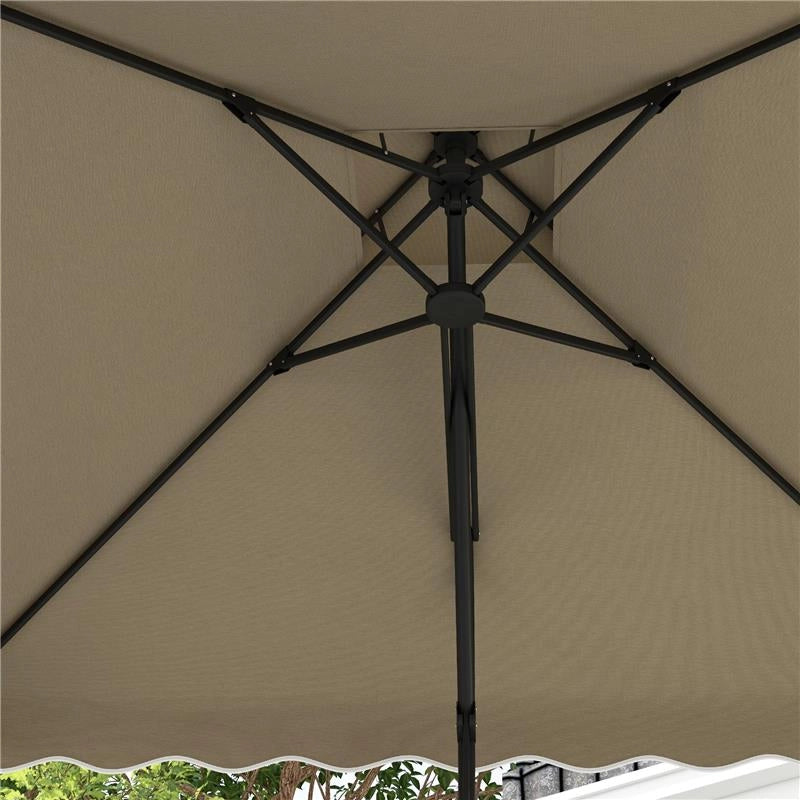 OMBRELLONE A SBALZO CON DOPPIO TETTO, APERTURA A MANOVELLA E BASE A CROCE, 2.5X2.5M, CACHI