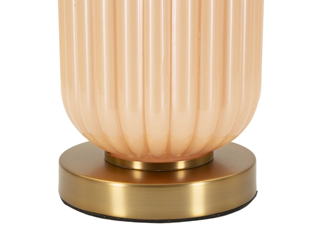 Lampada da Tavolo Perly Ø35,5x64 cm in Vetro e Ferro e Tessuto Perla e Oro