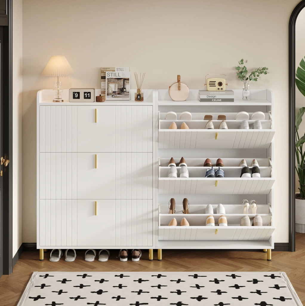 Set di 2 scarpiere bianche in MDF 80×23×123,5 cm