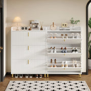 Set di 2 scarpiere bianche in MDF 80×23×123,5 cm