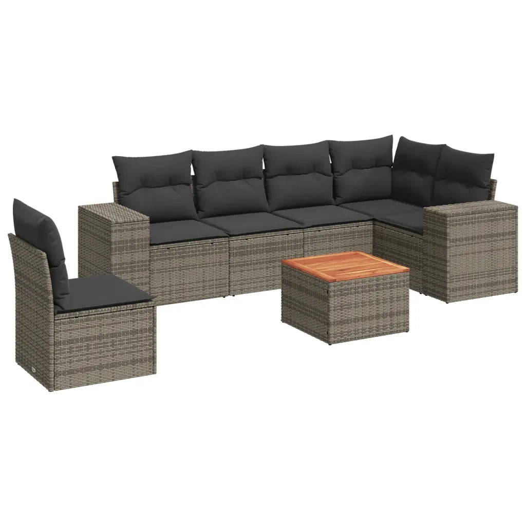 Set Divani da Giardino 7 pz con Cuscini Grigio in Polyrattancod mxl 90430