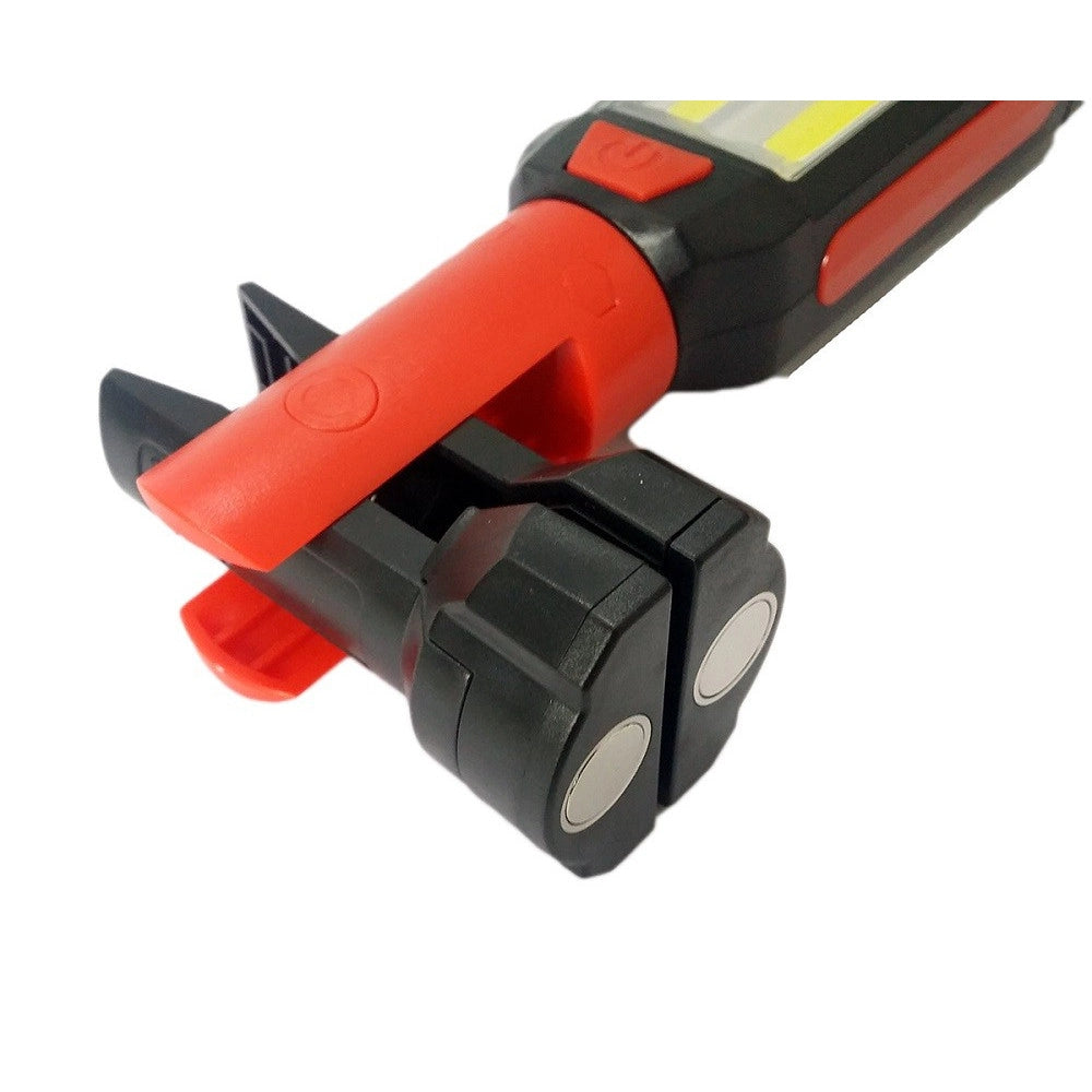 Trade Shop - Lampada Torcia Lavoro Calamita Led Ricaricabile Martello Rompi Vetro Cintura Usb -