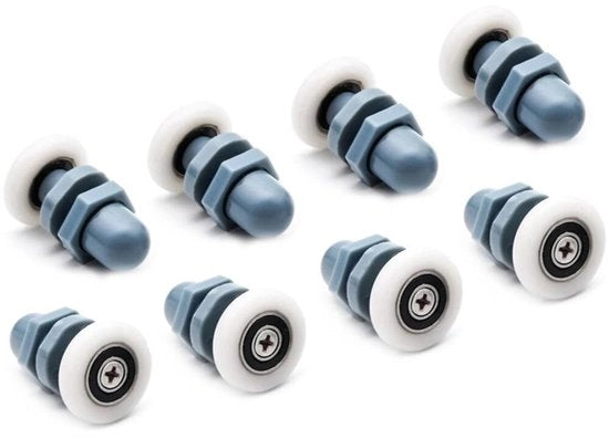 Rulli per porte doccia a rulli in plastica - 8 pezzi - 20 mm - Adatti a porte doccia a rulli, porte scorrevoli e porte a metà cerchio - Materiali di alta qualità