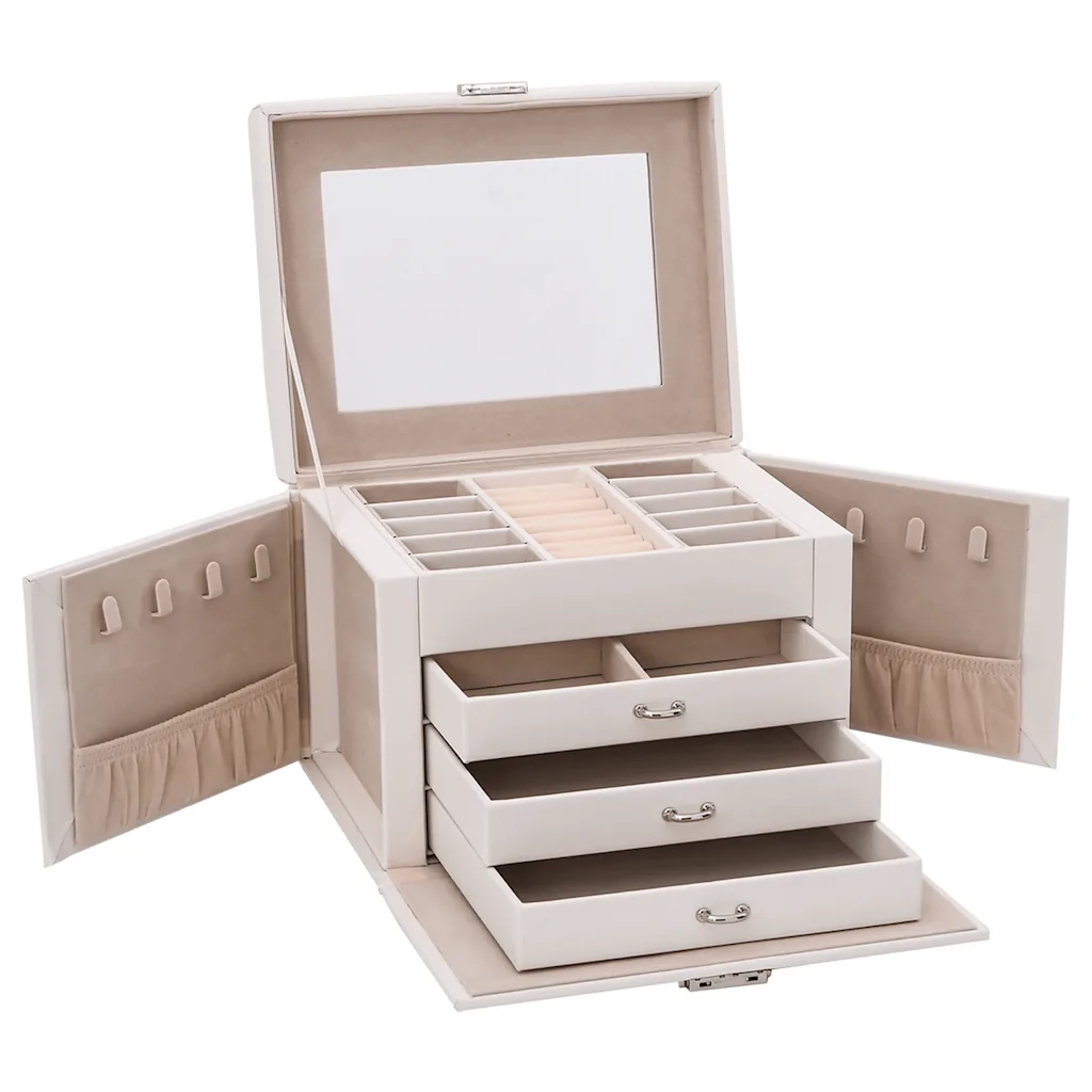 Portagioie a 4 Strati con Specchio Bloccabile 22,5x17,5x16,5 cm 4103560