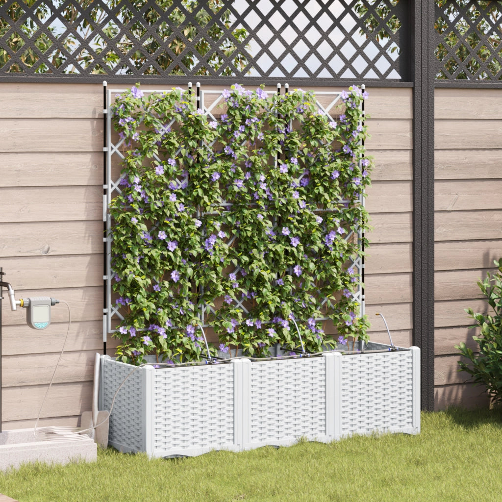Piantane da Giardino  con Sistema di Irrigazione 3 pz Bianco