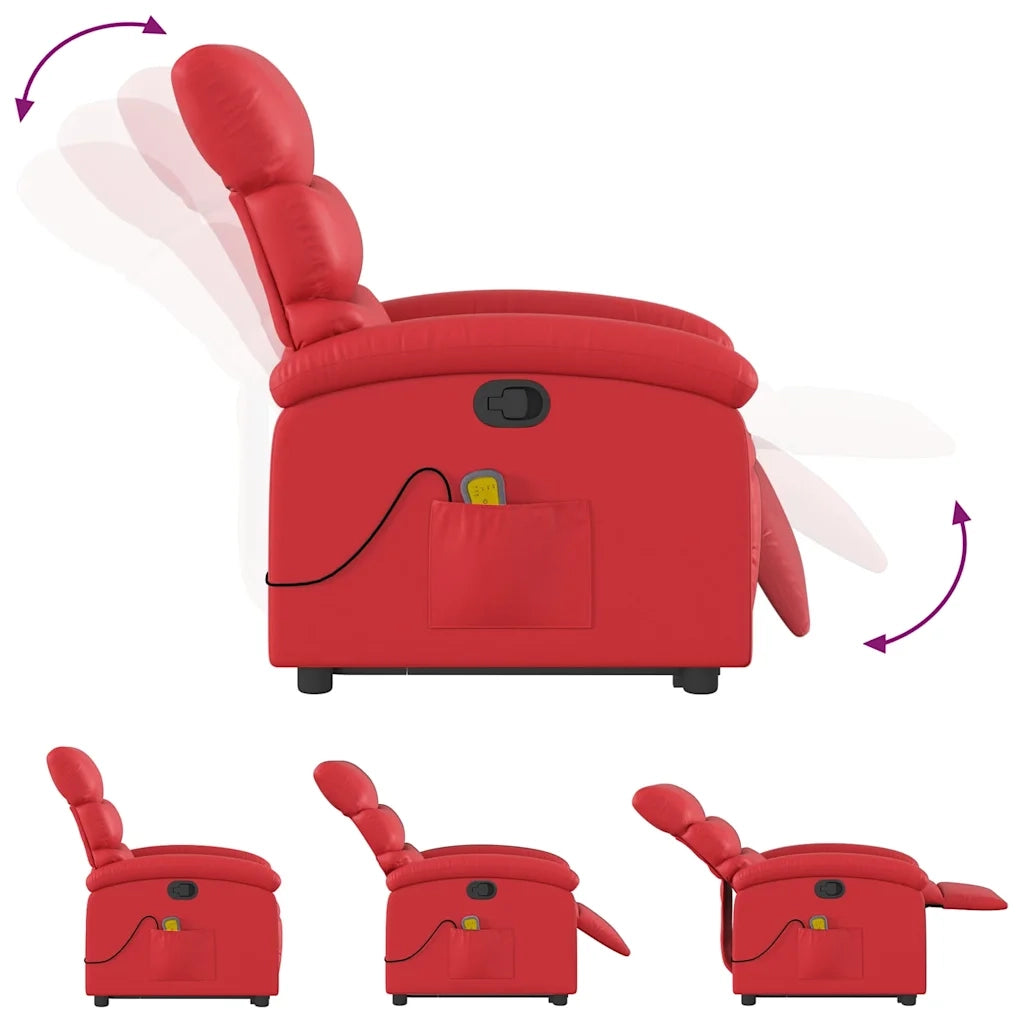 Divano Sedia-Poltrona Alzapersona Reclinabile Massaggio Rosso in Similpelle 294175