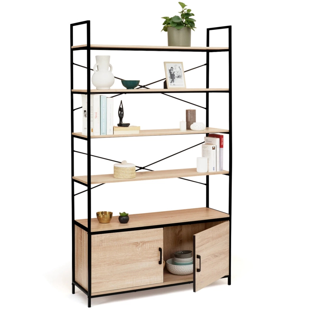 IDMarket - Scaffale XL 5 livelli con armadietto 170 cm design industriale DETROIT