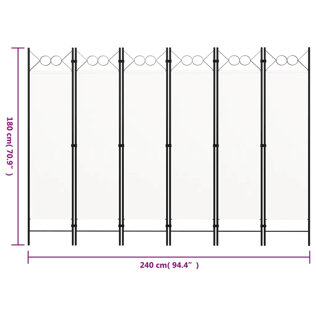 Paravento a 6 Pannelli Bianco 240x180 cm 320711