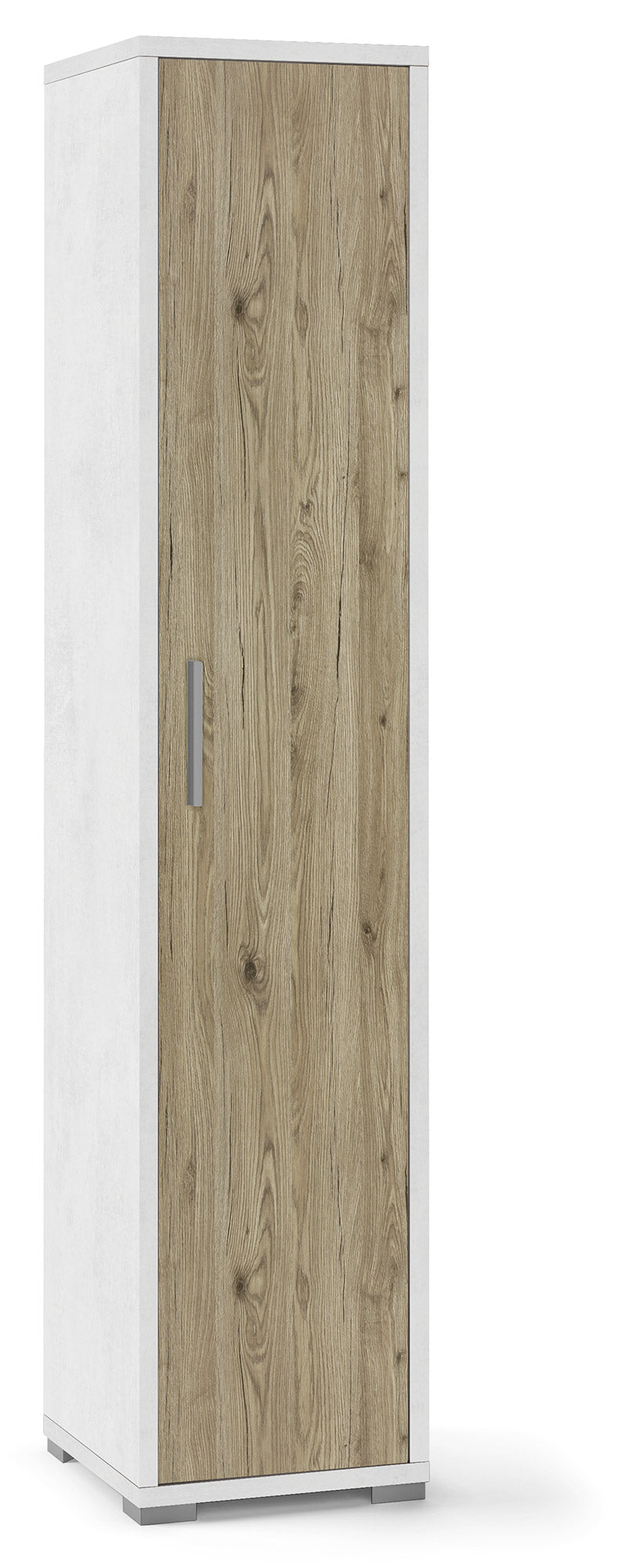 Armadio 1 Anta 39x182x41 cm Ossido Bianco/Rovere Naturale