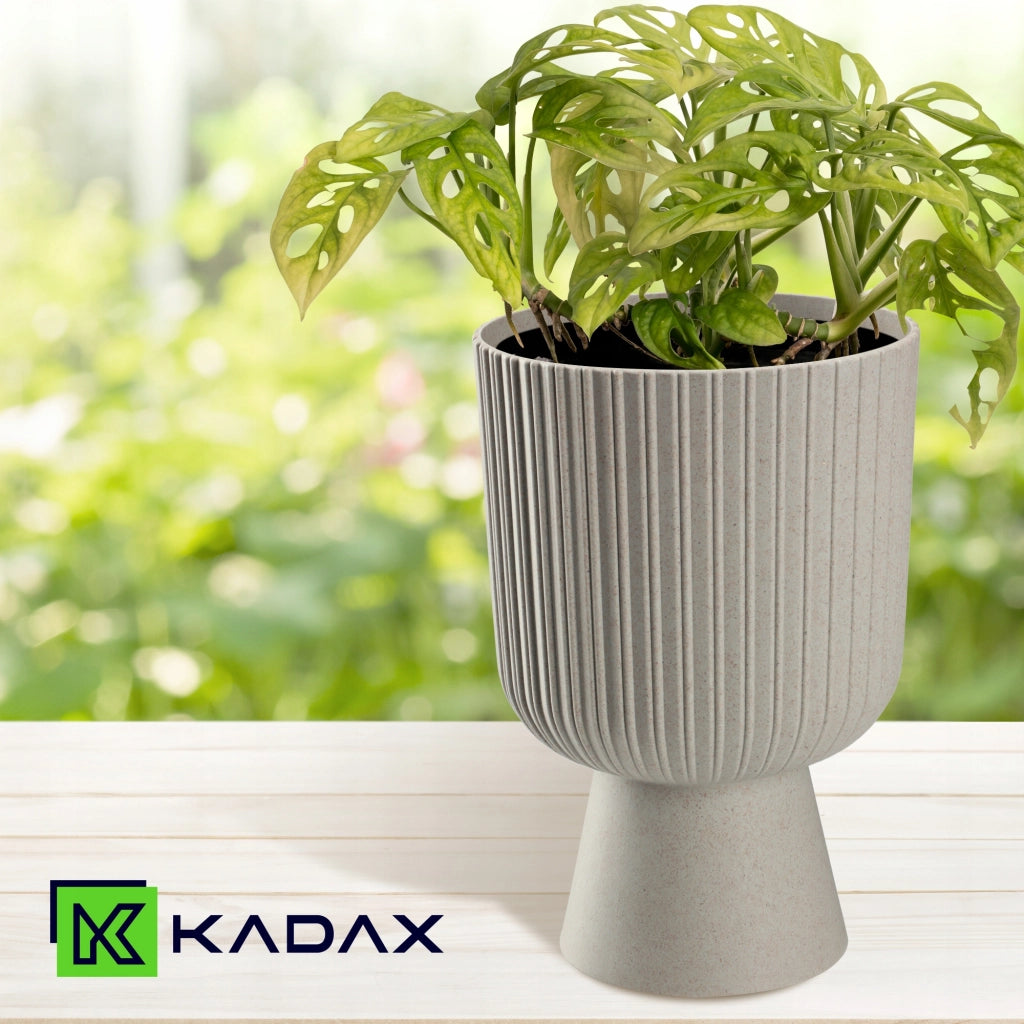 Vaso da fiori KADAX, vaso per fiori, da giardino, con coperchio in plastica, 14 cm, supporto per fiori, grigio