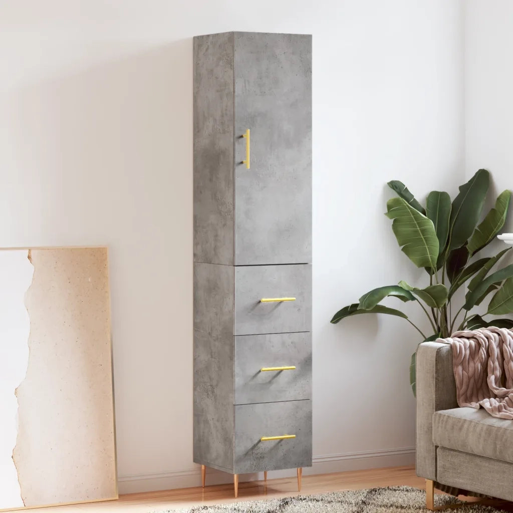 Credenza-Buffet-Armadio da cucina Grigio Cemento 34,5x34x180 cm in Legno Multistrato 381434